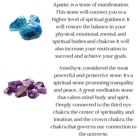 Raw Crystal Necklace, Apatite and Amethyst Pendant Necklace