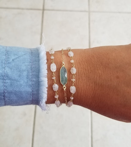 Stacking bracelets, Aquamarine Bracelet, 