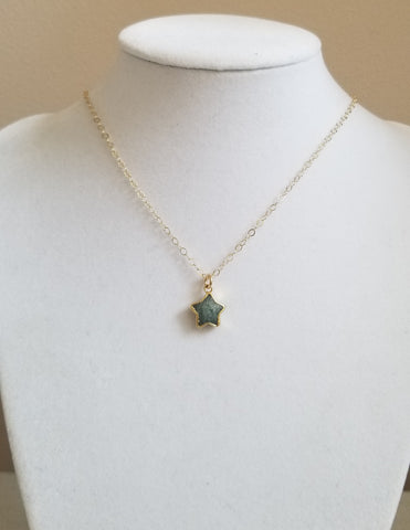 Dainty Gold Gemstone Star Necklace
