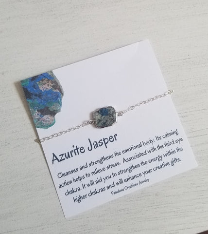 Azurite Jasper Bracelet, One of a kind stone bracelet