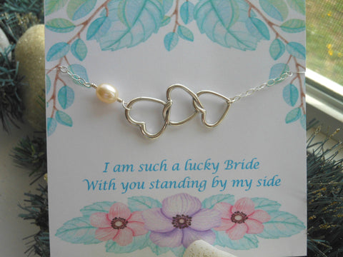 Gifts for Bridal party-Sterling Silver Pearl bracelet