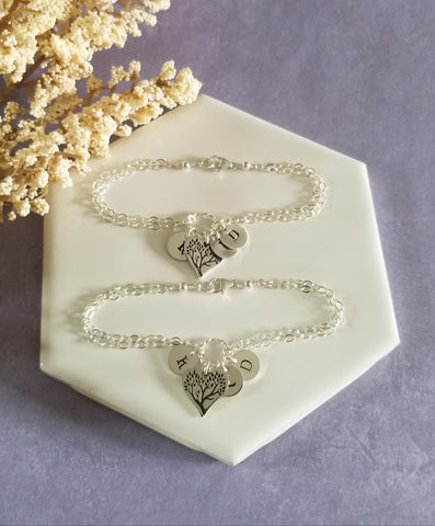 Bridesmaid bracelets, Personalized Sterling Silver Tree of Life Charm Bracelet, Wedding Jewelry