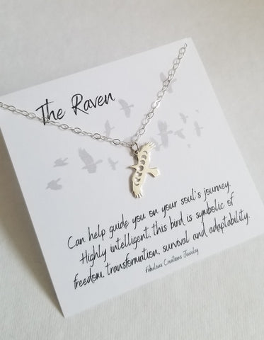 Raven Charm Necklace, Bird Jewelry, Transformational Jewelry, Inspirational Gift