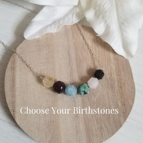 Custom Birthstone Necklace, Mothers Necklace, Personalized Gift