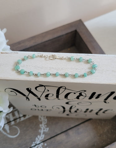 Amazonite Bracelet for Women, Handmade Bohemian Jewelry, Stacking Bracelet, Dainty Gemstone Bracelet