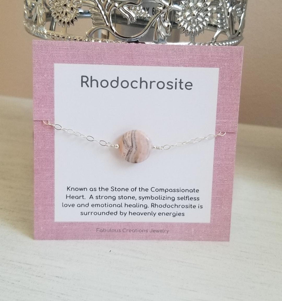 Rhodochrosite Bracelet Sterling Silver or Gold Fabulous
