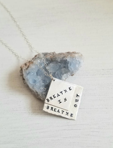 Hand Stamped Necklace for Women, Mantra Necklace, Gift for Her