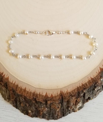 Pearl Rosary Chain Bracelet