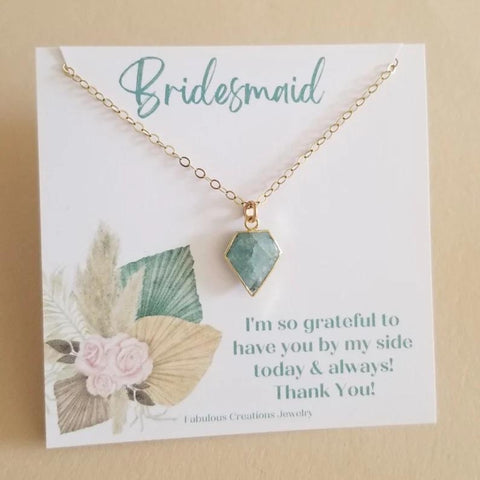 Dainty Gold Necklace, Bridesmaid Gift Set, Aquamarine Necklace, Gemstone Pendant Necklace