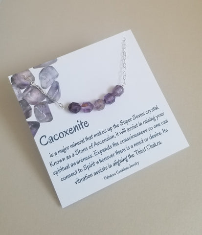 Cacoxenite Crystal Necklace, Gemstone Bar Necklace