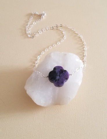 One of a Kind Charoite Stone Necklace, Stone of Transformation