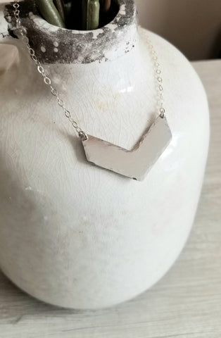 Chevron Necklace, Silver V Necklace, Hammered Chevron Necklace, Arrow Pendant, Layering Necklace, V Design Necklace, Geometric Jewelry