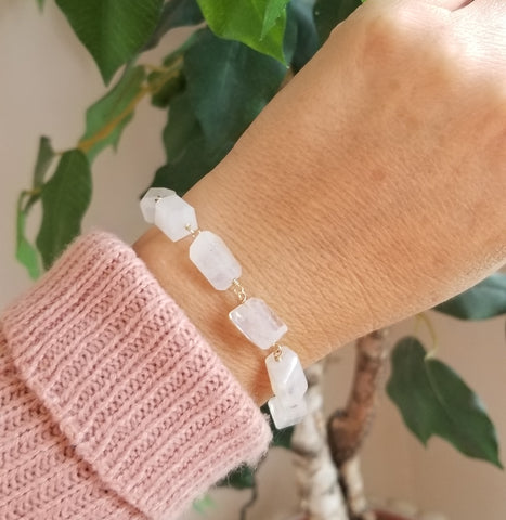 Natural Rainbow Moonstone Bracelet for women