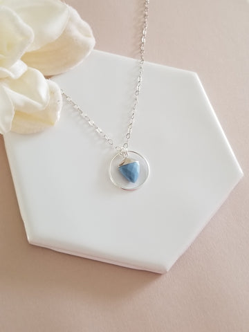 Natural Blue Opal Necklace for Women, Blue Stone Necklace, Gift for Her