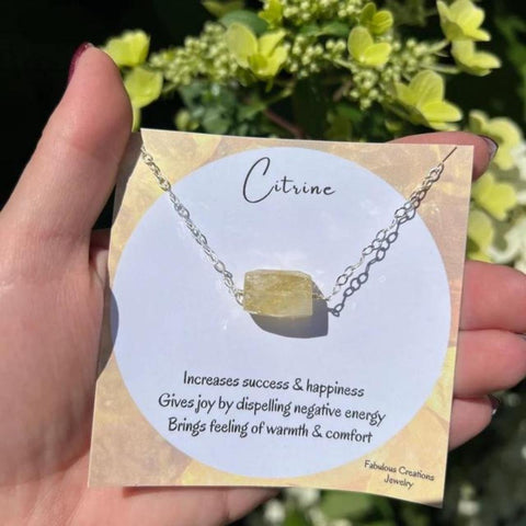 Natural Citrine Necklace, Raw Citrine Crystal Necklace