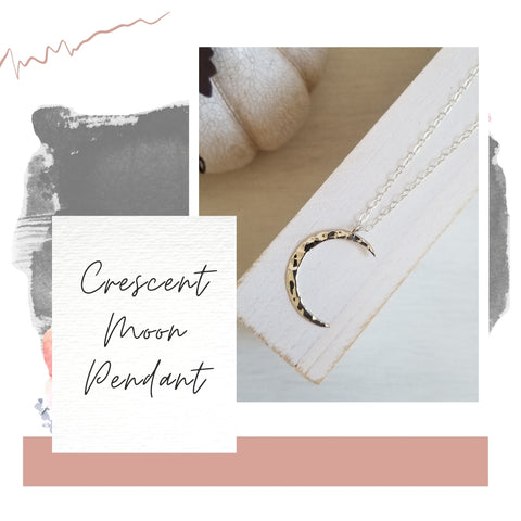 Crescent Moon Pendant Necklace, Sterling Silver Moon Necklace