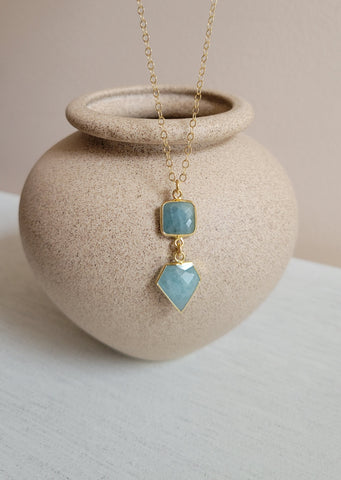 Raw Aquamarine Pendant Necklace, , March Birthstone Crystal
