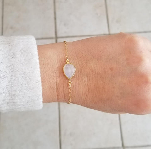 Bridesmaid Gift, Gold Moonstone Bracelet