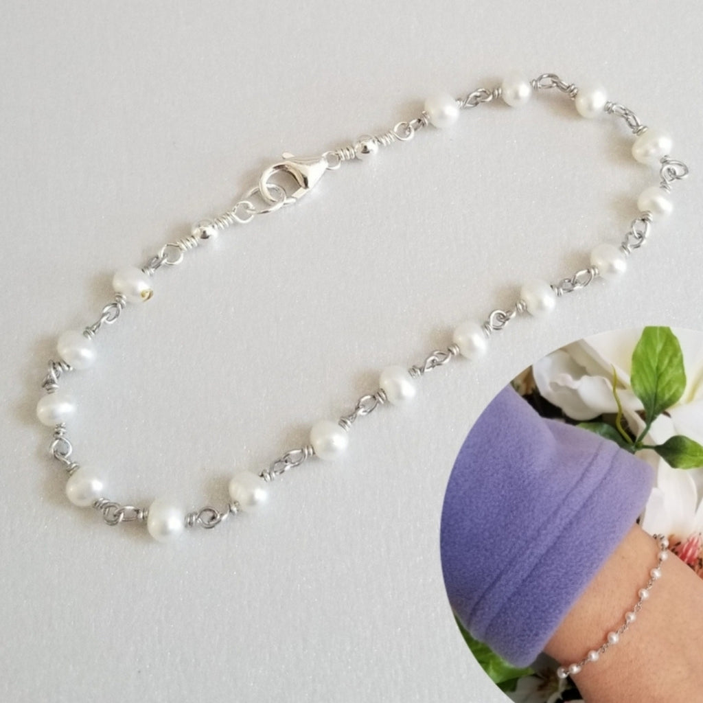 Dainty pearl bracelet for women, stacking bracelets
