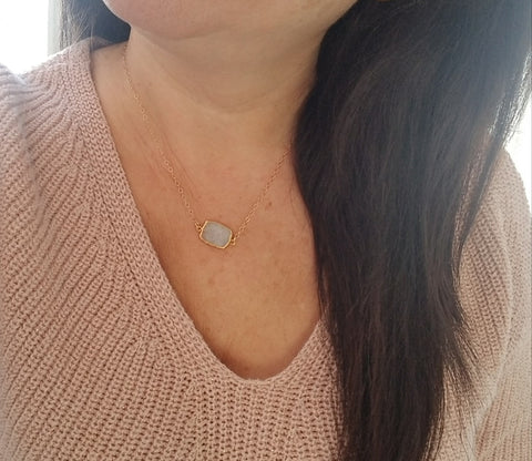 Dainty Moonstone necklace, Layering Necklace