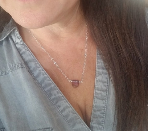 simple Fluorite necklace, everyday necklace, layering necklace