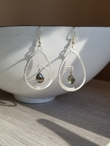 Labradorite Teardrop Earrings, Statement Earrings