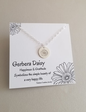 Gerbera Daisy Charm Necklace, Sterling Silver or Gold