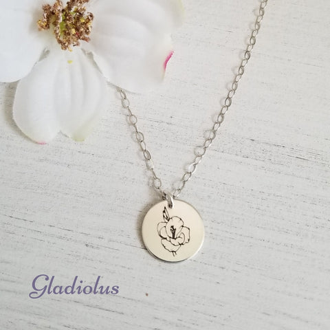 Hand Stamped Flower Necklace, Mothers Day Gift