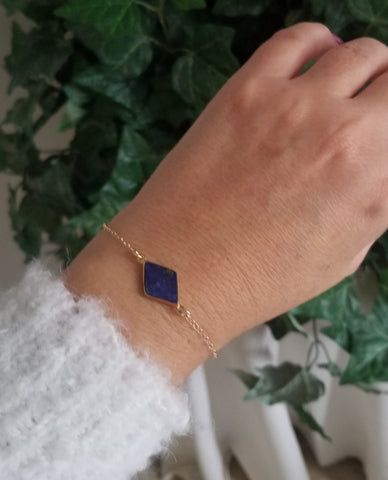 Gold Lapis Lazuli Bracelet, Gift for Her