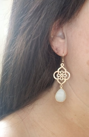 Long Moonstone earrings, Wedding Jewelry