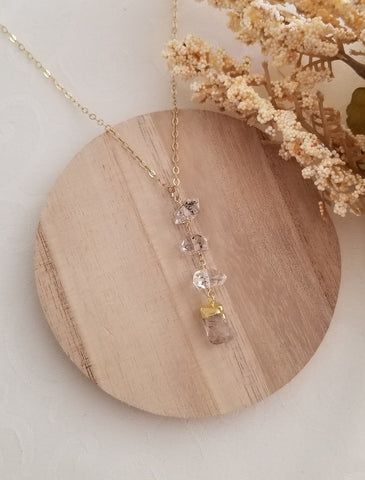 Herkimer Diamond Pendant Necklace, Gift for Her, Raw Crystal Necklace