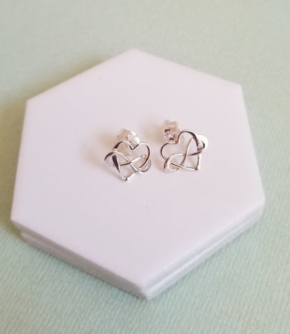 Heart Stud earrings, Sterling Silver Studs for Her