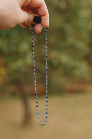 Lapis Lazuli necklace, rosary chain, blue necklace, dainty gemstone necklace