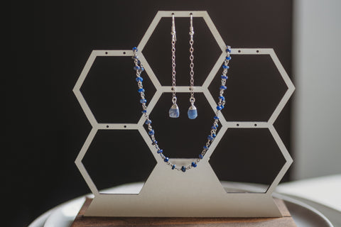 Dainty Lapis Lazuli Beaded Chain Choker Necklace