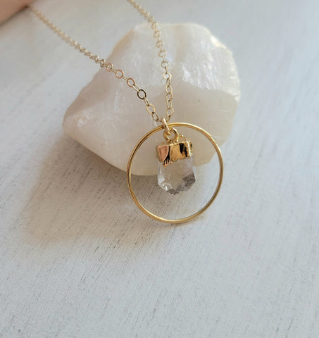 Raw Herkimer Diamond Pendant Necklace