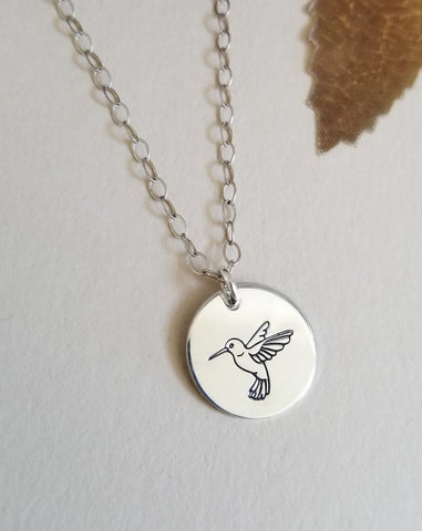 Hummingbird Charm Necklace, Everyday Necklace