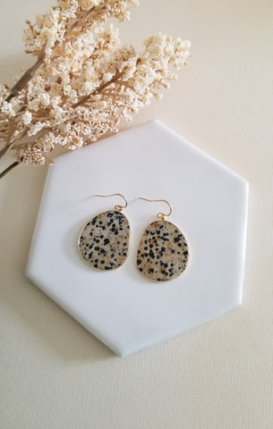 Dalmatian Jasper Earrings, Spotted Jasper Dangle Earrings, Boho Stone Earrings, Dalmation Jasper Jewelry, Bohemian Earrings, Gift for Her