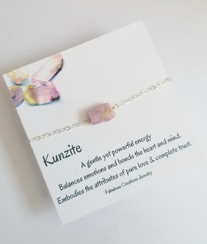 Kunzite Bracelet, Healing Crystal Bracelet Handmade in the USA