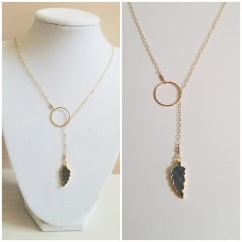 Labradorite Necklace, Gold Filled Lariat, Fall Wedding