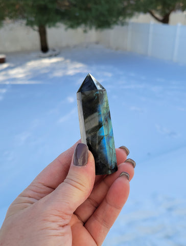 Labradorite Crystal Tower, Blue Flash Labradorite Tower, Transformation Stone, Labradorite Crystal Wand, Spiritual Protection Stone