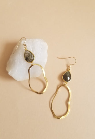 Labradorite Earrings, Gold Earrings, Bohemian Earrings, Gemstone Earrings