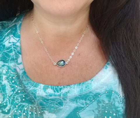 Sterling Silver Labradorite Choker Necklace