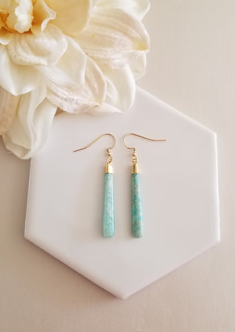 Long Amazonite Earrings for Women, Gemstone Earrings, Gift for Her