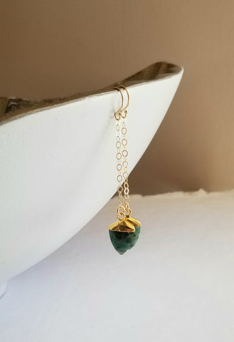 Gold Emerald Earrings, Earrings for Mom, Mother's Day Gift