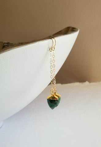 Gemstone Dangle Earrings, Emerald Earrings, May Birthstone, Gift for Her