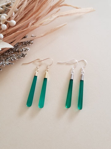 Healing Crystal Energy Gemstone Earrings, Green Onyx Earrings, Green Stone