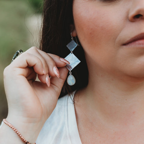 Boho Earrings, Long Silver Earrings, Lightweight Statement Earrings
