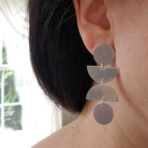 Long Geometric Earrings, Modern Bohemian Statement Earrings