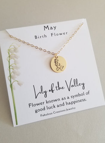 May Birth Flower Necklace, Lily of the Valley Necklace