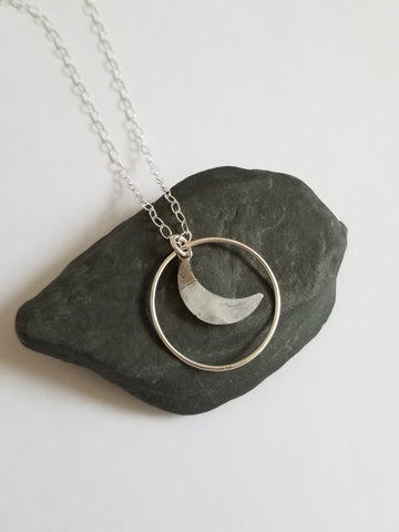 Love You to the Moon and Back, Moon Pendant Necklace, Necklace with Moonstone